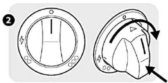 Diagram showing two rotary dial switches with directional arrows and labels, likely illustrating a mechanical or electrical component assembly.