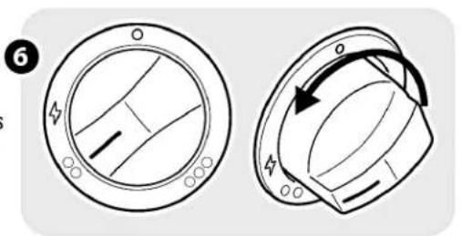 Diagram showing two circular components with internal markings and directional arrows, labeled with numbers 6 and o.