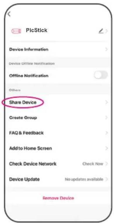 PicStick Device Information Device Offsite Notification Offline Notification Others Share Device Create Group FAQ & Feedback Add to Home Screen Check Device Network Check Now Device Update No updates available Remove Device
