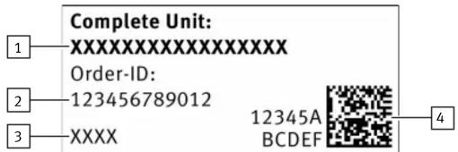Complete Unit: XXXXXXXXXXXXXX Order-ID: 123456789012 XXXX 12345A BCDEF 4