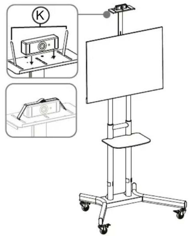 Technical diagram of a medical or testing device with labeled components and a magnified inset showing internal components.