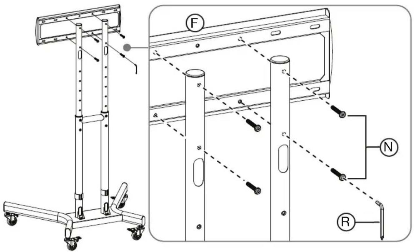 Technical diagram of a mobile phone tower with labeled components including wheels, height, and electrical connections