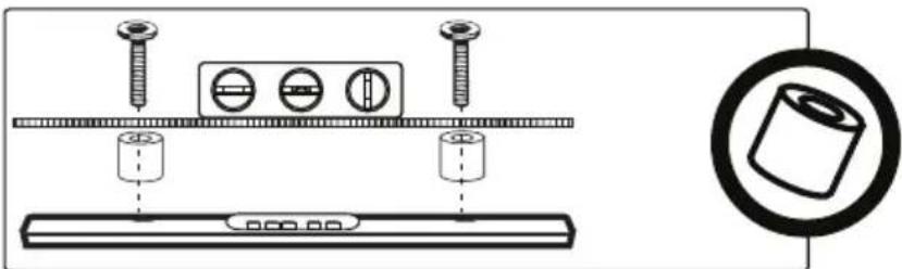 Technical diagram showing screw installation components with labeled parts and a magnified view of a cylindrical component.