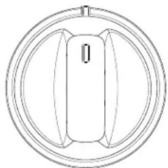 Simple line drawing of a circular mechanical component with internal blades and a central slot (no text or symbols)