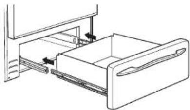 Line drawing of a drawer with arrows indicating movement or force (no text or symbols)
