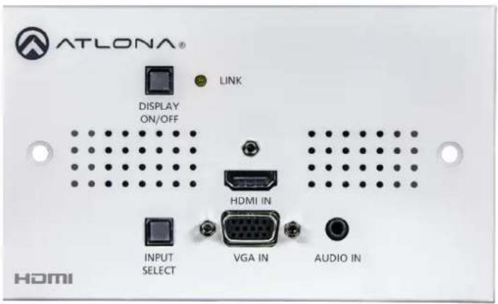 ATLONA® DISPLAY ON/OFF LINK HDMI IN INPUT SELECT VGA IN AUDIO IN HDMI