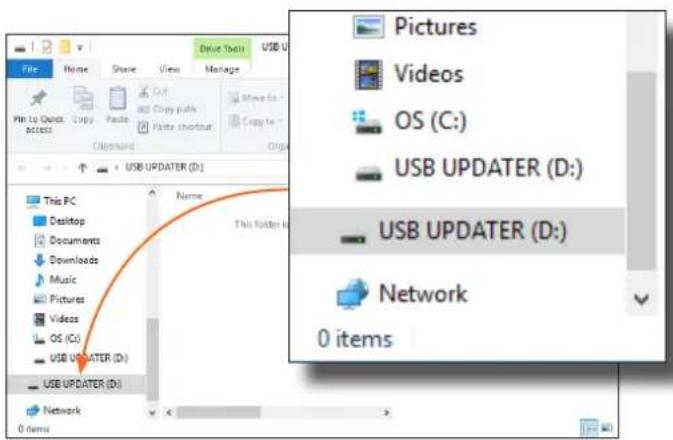 File Home Share View Manage Pin to Quick Access Copy Pass Paste shortcut Options USB UPDATER (D:) This PC Desktop Documents Downloads Music Pictures Videos OS (C:) USB UPDATER (D:) USB UPDATER (D:) Network 0 items Pictures Videos OS (C:) USB UPDATER (D:) USB UPDATER (D:) Network 0 items