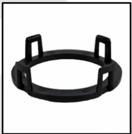 Black plastic ring component with two side brackets (no text or symbols)