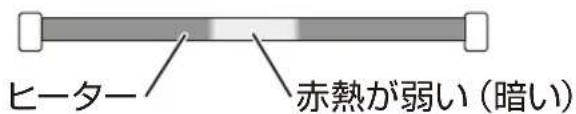ヒーター 赤熱が弱い (暗い)
