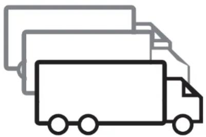 Simple line drawing of a delivery truck with documents stacked vertically (no text or symbols)