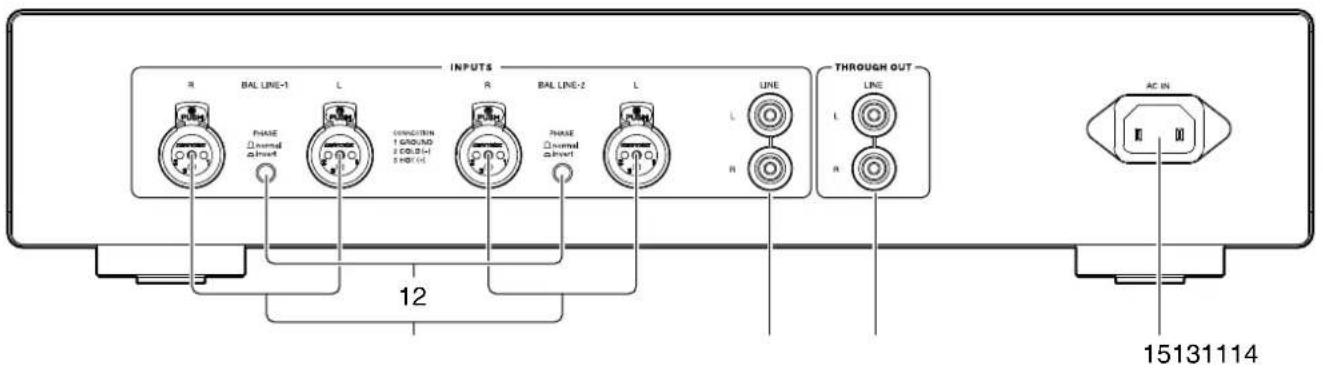 R BAL LINE-1 L INPUTS R BAL LINE-2 L LINE THROUGH OUT PHASE □ normal □ input PHASE □ normal □ input 12 AC IN 15131114