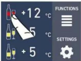 +12 °C -5 °C +5 °C FUNCTIONS ≡ SETTINGS