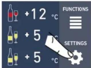 +12 °C +5 °C +5 °C FUNCTIONS ≡ SETTINGS