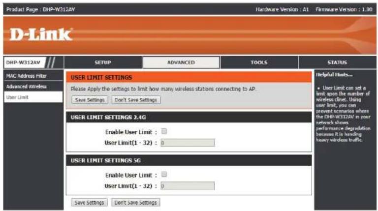 D-LINK DHP-W313AV - User Limit - 1