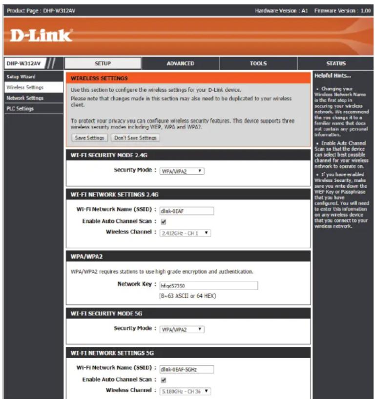D-LINK DHP-W313AV - Wireless Settings - 1