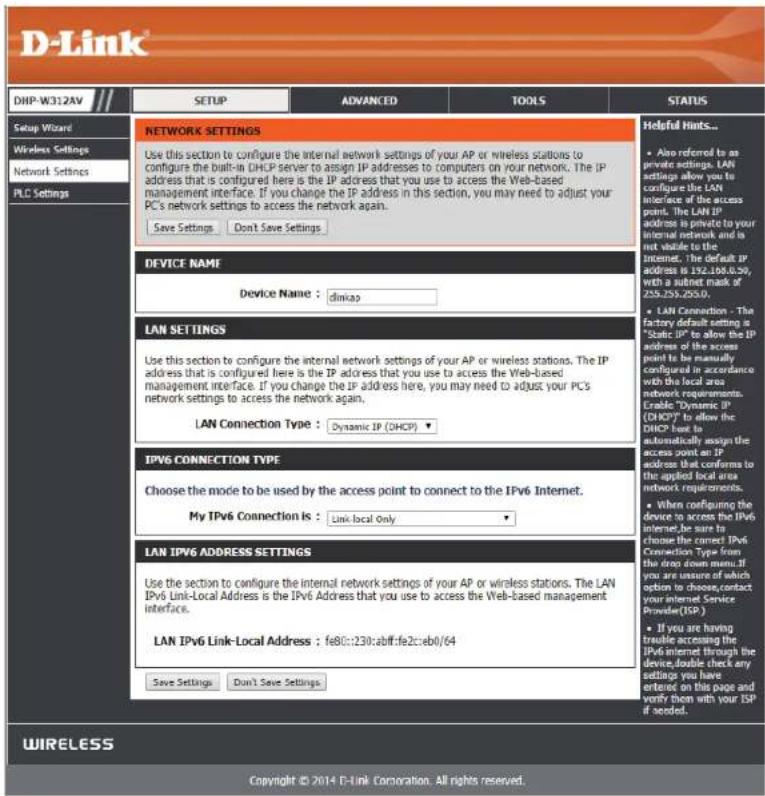 D-LINK DHP-W313AV - Network Settings - 1