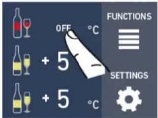 OFF °C + 5 °C + 5 °C FUNCTIONS ≡ SETTINGS