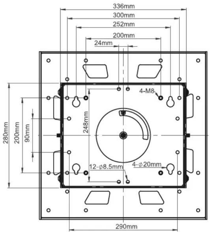 336mm 300mm 252mm 200mm 24mm 280mm 200mm 90mm 248mm 12-Ø8.5mm 4-M8 4-Ø20mm 290mm