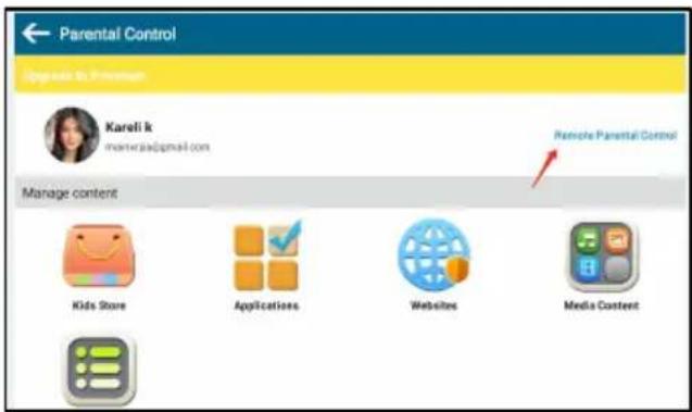 Parental Control AppWizard to Prcmam Kareli i manxia@gmail.com Manage content Remote Parental Control Kids Store Applications Websites Media Content