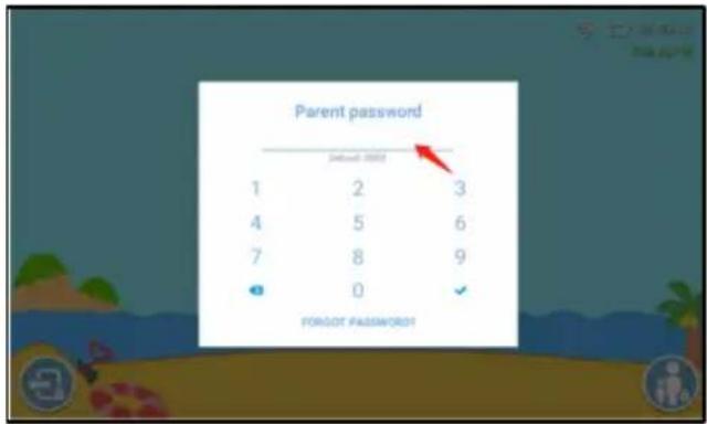 Parent password 1 2 3 4 5 6 7 8 9 0 ✓ FORLOT PASSWORD!