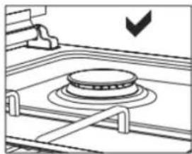 Diagram of a gas stove with a circular vent and cooling fins, showing no text or symbols.