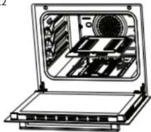 Illustration of an open laptop with internal components and a circular inset showing a grid layout (no text or symbols)
