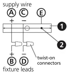 supply wire A C E + - 1 2 + - B D twist-on connectors fixture leads