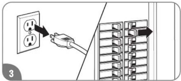 Diagram showing a plug inserted into an electrical outlet with a magnified view of the internal grid layout.