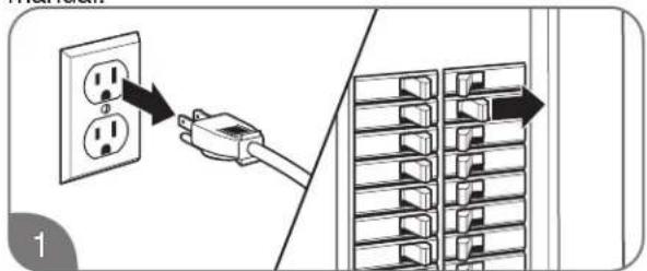 Diagram showing a plug inserted into an electrical outlet with a magnified view of the grid layout.