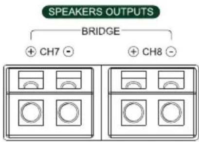 SPEAKERS OUTPUTS BRIDGE + CH7 - + CH8 -
