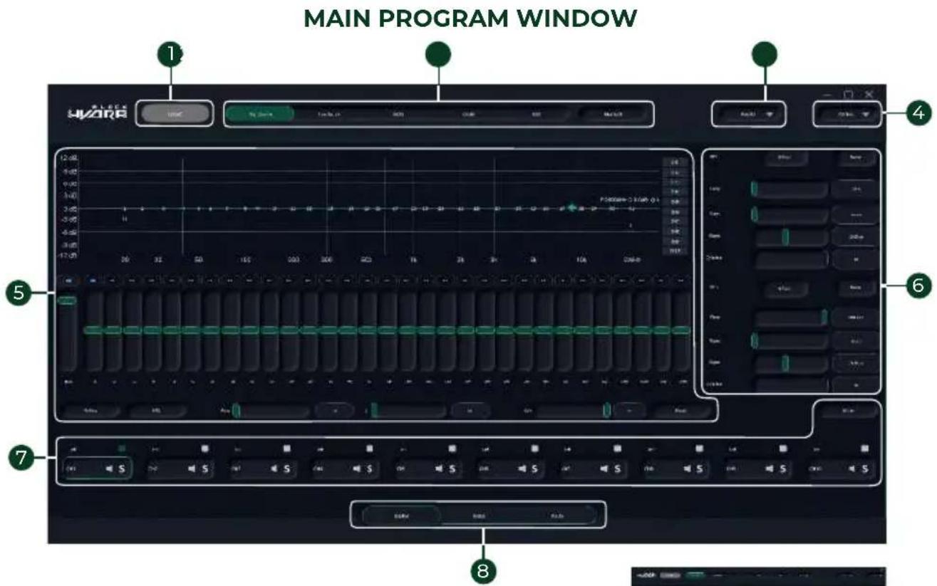 MAIN PROGRAM WINDOW 1 2 3 4 5 6 7 8