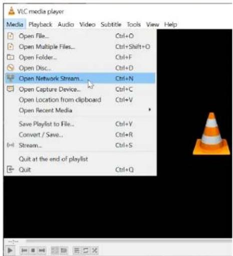 VLC media player Media Playback Audio Video Subtitle Tools View Help Open File... Ctrl+O Open Multiple Files... Ctrl+Shift+O Open Folder... Ctrl+F Open Disc... Ctrl+D Open Network Stream... Ctrl+N Open Capture Device... Ctrl+C Open Location from clipboard Ctrl+V Open Recent Media Save Playlist to File... Ctrl+Y Convert / Save... Ctrl+R Stream... Ctrl+S Quit at the end of playlist Quit Ctrl+Q