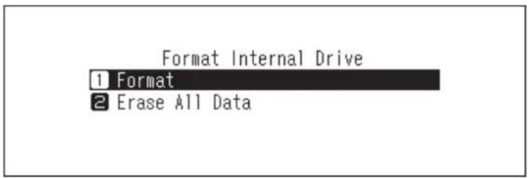 Format Internal Drive 1 Format 2 Erase All Data