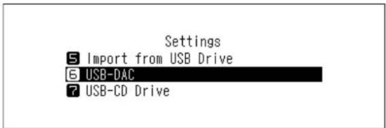 Settings 5 Import from USB Drive 6 USB-DAC 7 USB-CD Drive