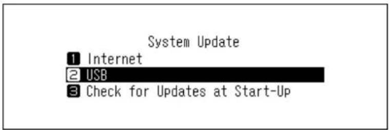 System Update 1 Internet 2 USB 3 Check for Updates at Start-Up