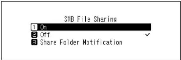 SMB File Sharing 1 On 2 Off 3 Share Folder Notification