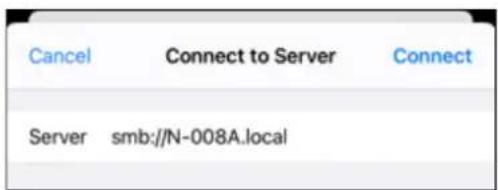 Cancel Connect to Server Connect Server smb://N-008A.local