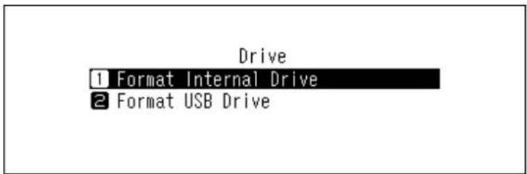 Drive 1 Format Internal Drive 2 Format USB Drive