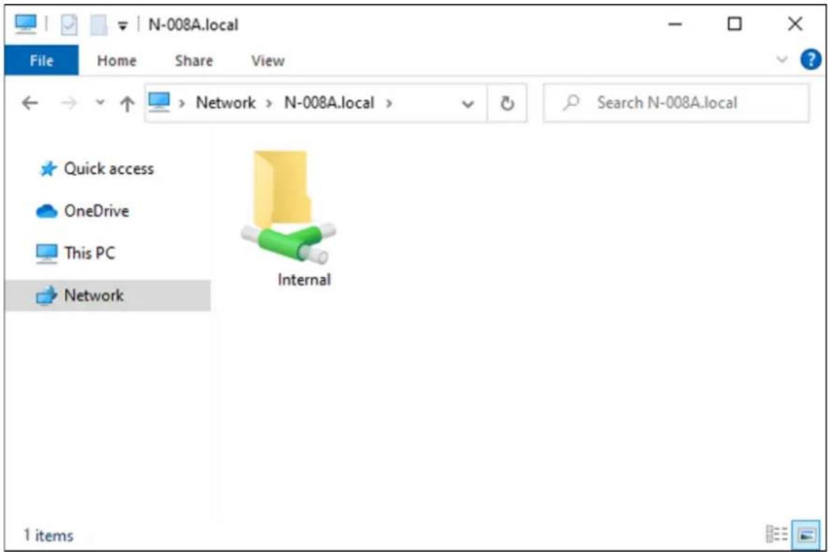 N-008A.local File Home Share View ←→ Network > N-008A.local > Search N-008A.local Quick access OneDrive This PC Network Internal 1 items