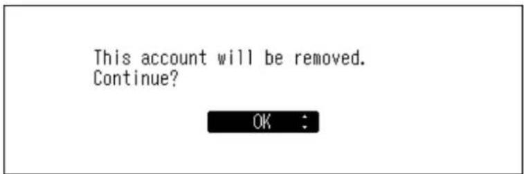 This account will be removed. Continue? OK :