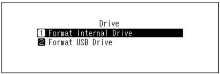 Drive 1 Format Internal Drive 2 Format USB Drive