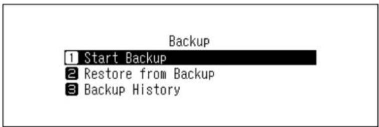 Backup 1 Start Backup 2 Restore from Backup 3 Backup History