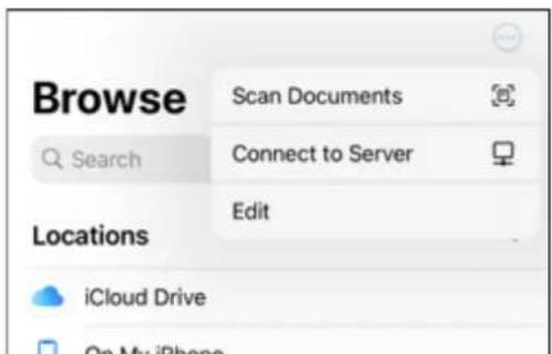 Browse Scan Documents Search Connect to Server Edit Locations iCloud Drive On My iPhone