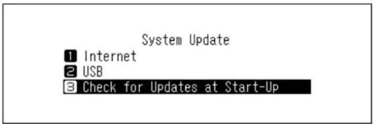 System Update 1 Internet 2 USB 3 Check for Updates at Start-Up