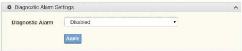 Diagnostic Alarm Settings Diagnostic Alarm Disabled Apply