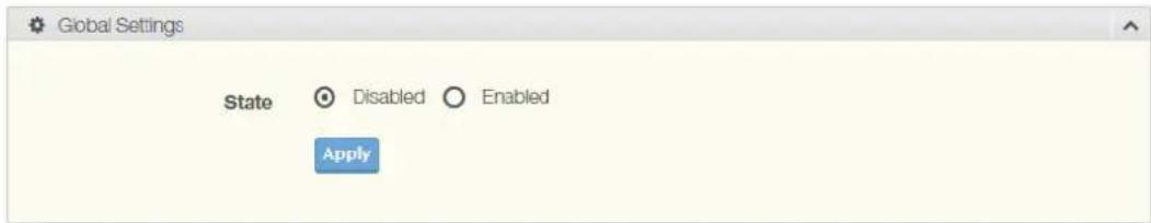 Global Settings State Disabled Enabled Apply