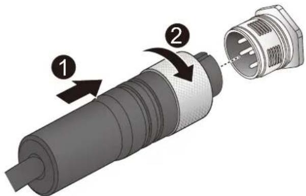 Diagram of a mechanical component with numbered parts indicating assembly steps