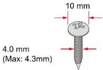 10 mm 4.0 mm (Max: 4.3mm)