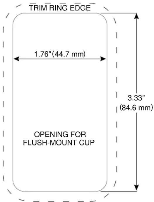 TRIM RING EDGE 1.76"(44.7 mm) OPENING FOR FLUSH-MOUNT CUP 3.33" (84.6 mm)