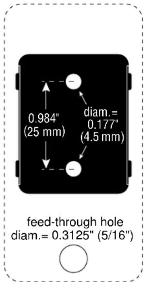 0.984" (25 mm) diam. = 0.177" (4.5 mm) feed-through hole diam.= 0.3125" (5/16")